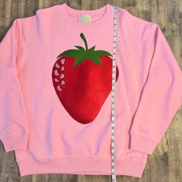 Judith March Sweatshirt Strawberry Pink Pullover Rhinestone Funky Artsy Large - Picture 5 of 12